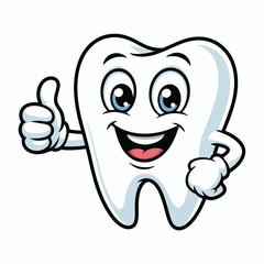 Happy Cartoon Tooth Giving a Thumbs Up for Dental Health