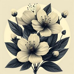 Detailed flower sketch vintage bouquet high resolution photo