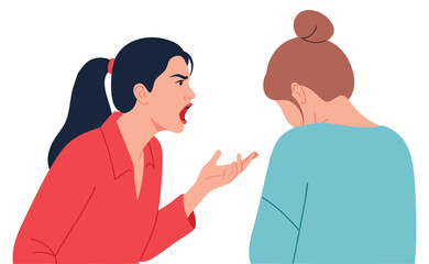 Fototapeta premium Angry Woman Shouting at Friend During a Heated Argument About Relationship Problems