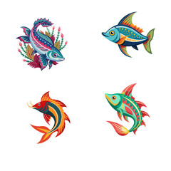 vector set of colorful birds