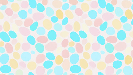 Colorful pastel geometric seamless pattern with Easter eggs, hearts, and dots for festive vector wallpaper design
