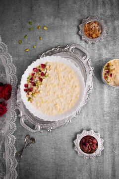 Elegant Eid semai Dessert with Pistachios and Rose Petals