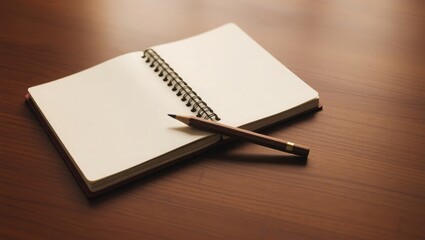 Notebook Mockup with Pencil on Desk