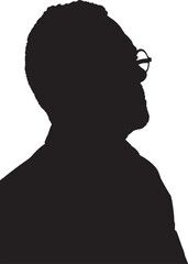 vector; silhouette side view of adult man look up
