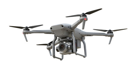 A drone with camera on a white or transparent background. PNG