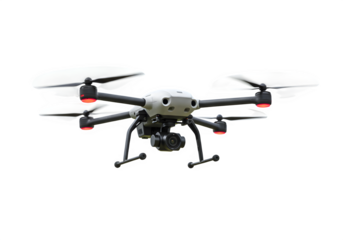 A drone with camera on a white or transparent background. PNG