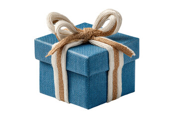 PNG Blue gift box with bow on black background
