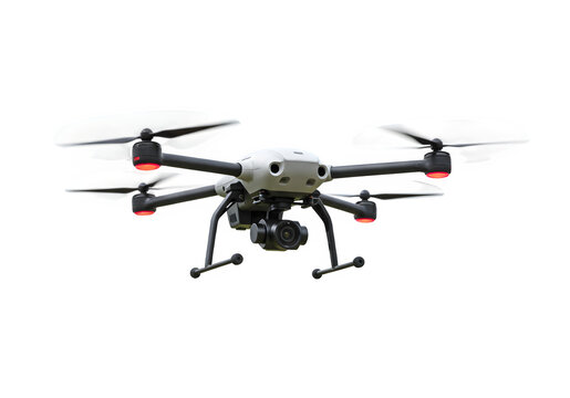 A drone with camera on a white or transparent background. PNG