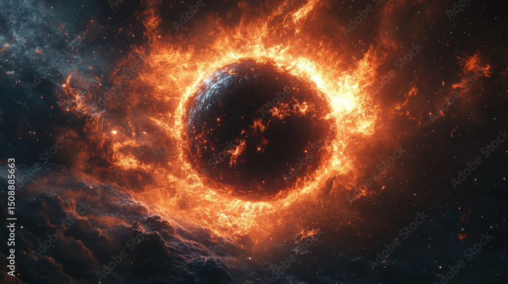 Poster supernova: cosmic explosion in space. a visual representation of a supernova explosion, showcasing a