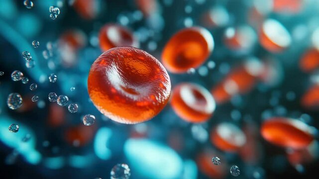 red blood cells in plasma, scientific macro photo, erythrocyte, blood vessel, vein, capillary, leukocyte, microorganism, microscope, biology, chemistry, anatomy