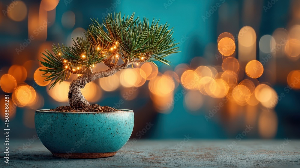 Aufkleber elegant small tree in a pot against a soft bokeh background creating a graceful and delicate atmosph