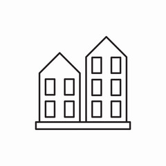 Multi story residential building icon vector sign