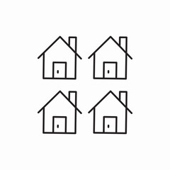 Residential neighborhood houses community icon vector sign
