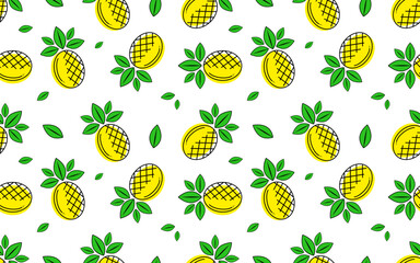 Fototapeta premium seamless pattern of pineapple fruit. Summer fruits for a healthy and natural life. Vector illustration.