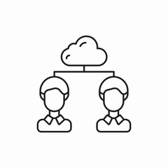 Cloud computing users group icon vector sign