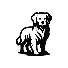 Dog Golden retriever logo icon design vector illustration black white