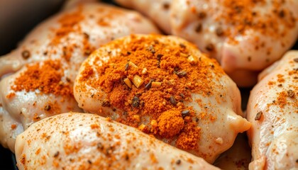 Savory doner-inspired chicken thighs marinated with cumin and paprika, alongside seasoned breasts