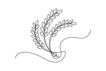 Barley continuous one line drawing outline line art illustration
