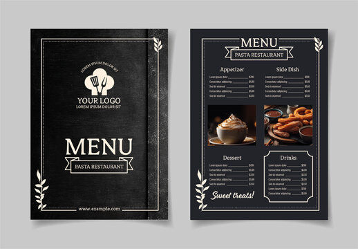 Dark Elegant Chalkboard Restaurant Food Menu