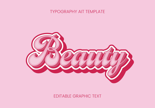 Pink Retro Script Font 3D Glossy Funky Vintage Cursive Text Effect