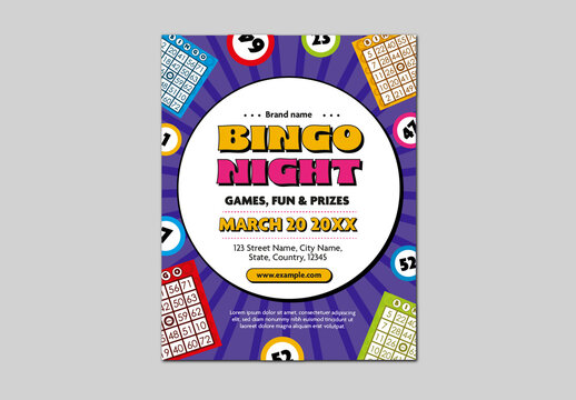 Colorful Bingo Night Event Lottery Tickets Entertainment Flyer