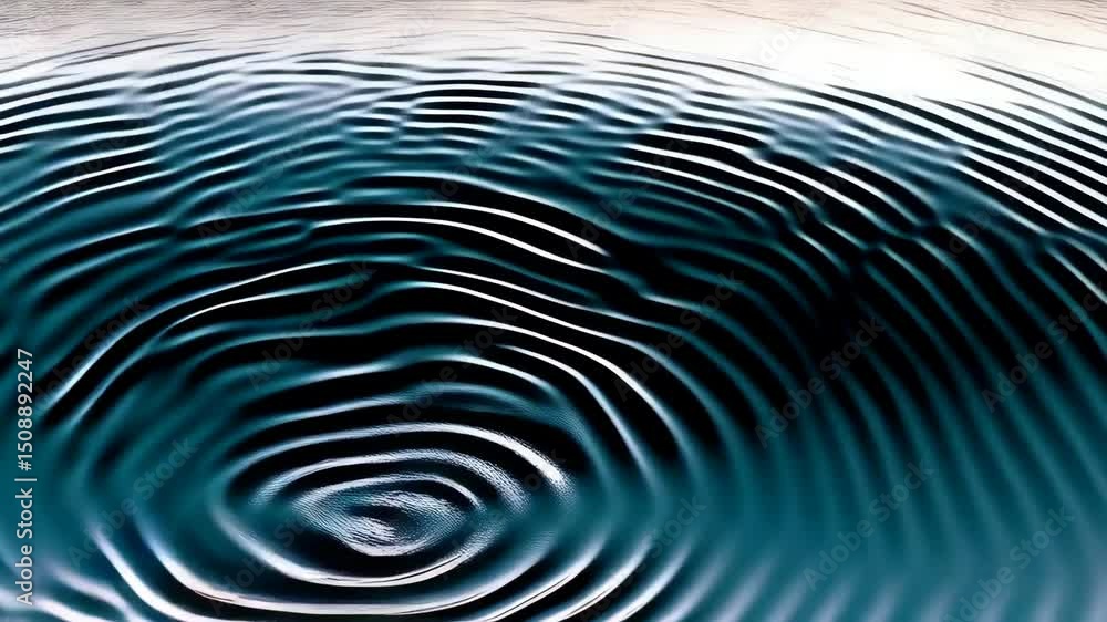 Poster abstract visual of concentric circles rippling through teal liquid creating mesmerizing wave pattern