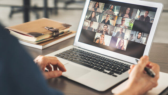 Working and talking on the computer with video calling