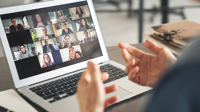 Working and talking on the computer with video calling