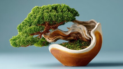 Elegant juniper bonsai tree in studio lighting showcasing its unique characteristics and artistic beauty