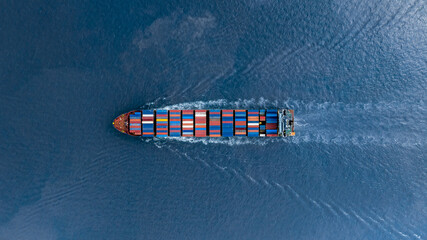 Aerial view container ship cargo freight shipping international, Global business freight shipping...