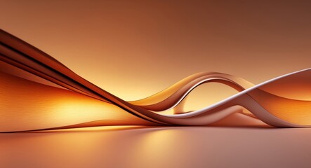 Golden Flow Abstract Design, Elegant Curves and Gradient Background with Smooth Light.