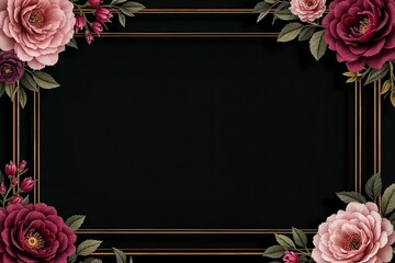Dark-themed wedding invitation template with a pure black background. 