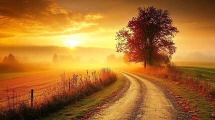 sunset in the countryside