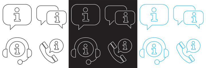 Information icons .  Help Desk icons .  Support, assistant, customer help icon.  Vector illustration. isolated on white and black background. EPS 10