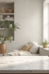 Empty wooden table in baby room. Space for text