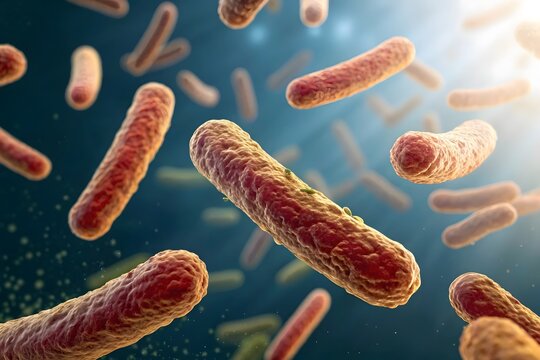 Microscopic view of rod shaped bacteria