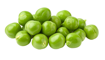 Close up of fresh green chickpeas isolated on transparent background