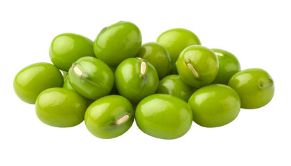 Close up of Green Mung Beans on Transparent Background