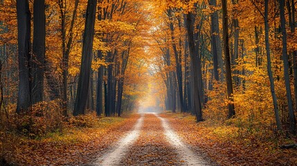 road in autumn forest