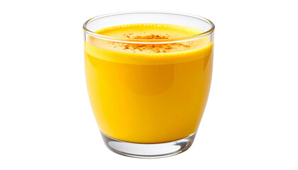 Glass of Golden Milk with Turmeric and Cinnamon on Transparent Background