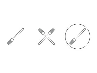 set of line fork symbol icon design vector isolated on transparent background