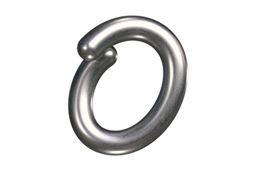 3D metallic letter O with balloon-inspired soft curves and aesthetic chrome finish. High quality 3D rendering.
