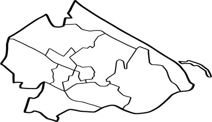 freehand drawing of Hoi An city map.