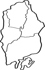 freehand drawing of Denpasar city map.