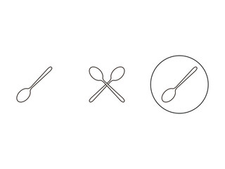 set of line spoon symbol icon design vector isolated on transparent background