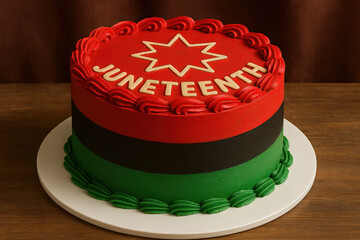 Juneteenth celebration cake with red and green frosting design  