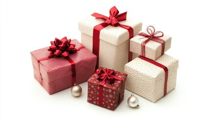 Obraz premium Christmas and New Year gift boxes isolated on white background