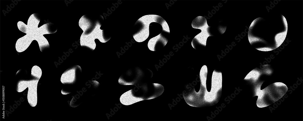 Poster flowing liquid shapes create an abstract composition with a blurred and textured appearance in a dar