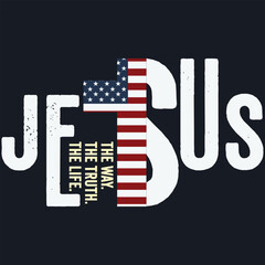 Fototapeta premium Jesus The Way Truth Life Women Men Kids Christian Worship T-Shirt