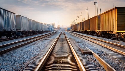 Obraz premium close up view of industrial train tracks and rails